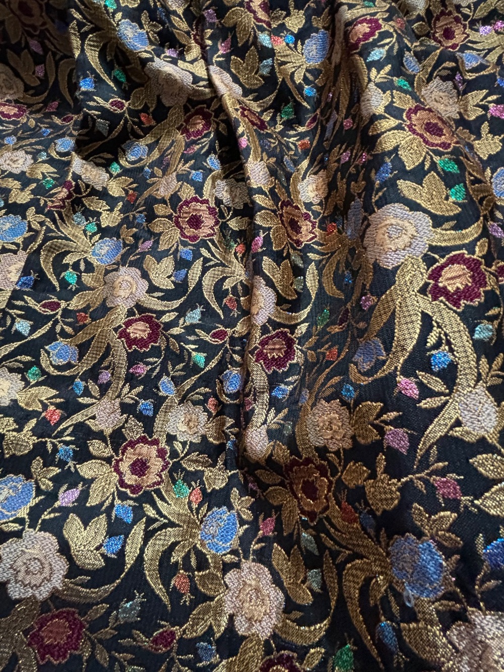 Vintage Jessica McClintock Size 8 Velvet Bodice Metallic Brocade Dress - Picture 6 of 9